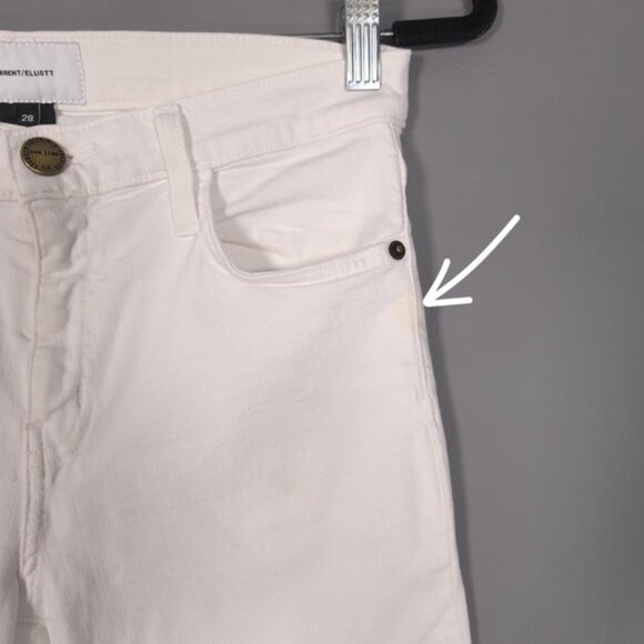 CURRENT ELLIOTT Women’s THE STILETTO SUGAR RELEASED HEM Jeans White USA MADE 28 - Picture 12 of 14
